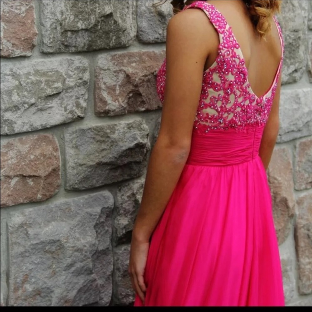 Hot pink prom dress